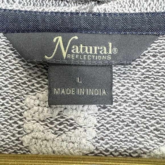 Natural Reflection Embroidered Open Front Cardigan Size L Gray Aztec Boho Beach - Picture 5 of 6